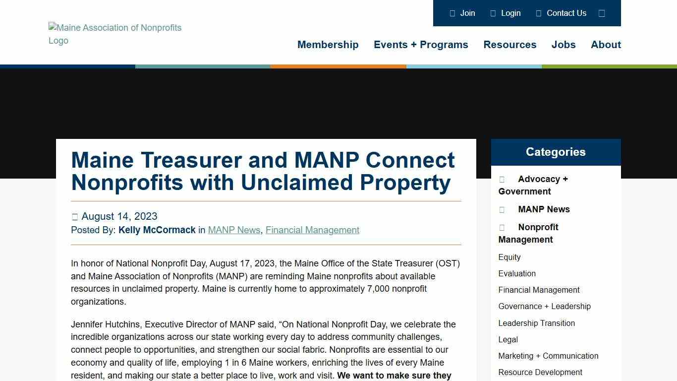 Maine Treasurer and MANP Connect Nonprofits with Unclaimed Property - Maine Association of Nonprofits